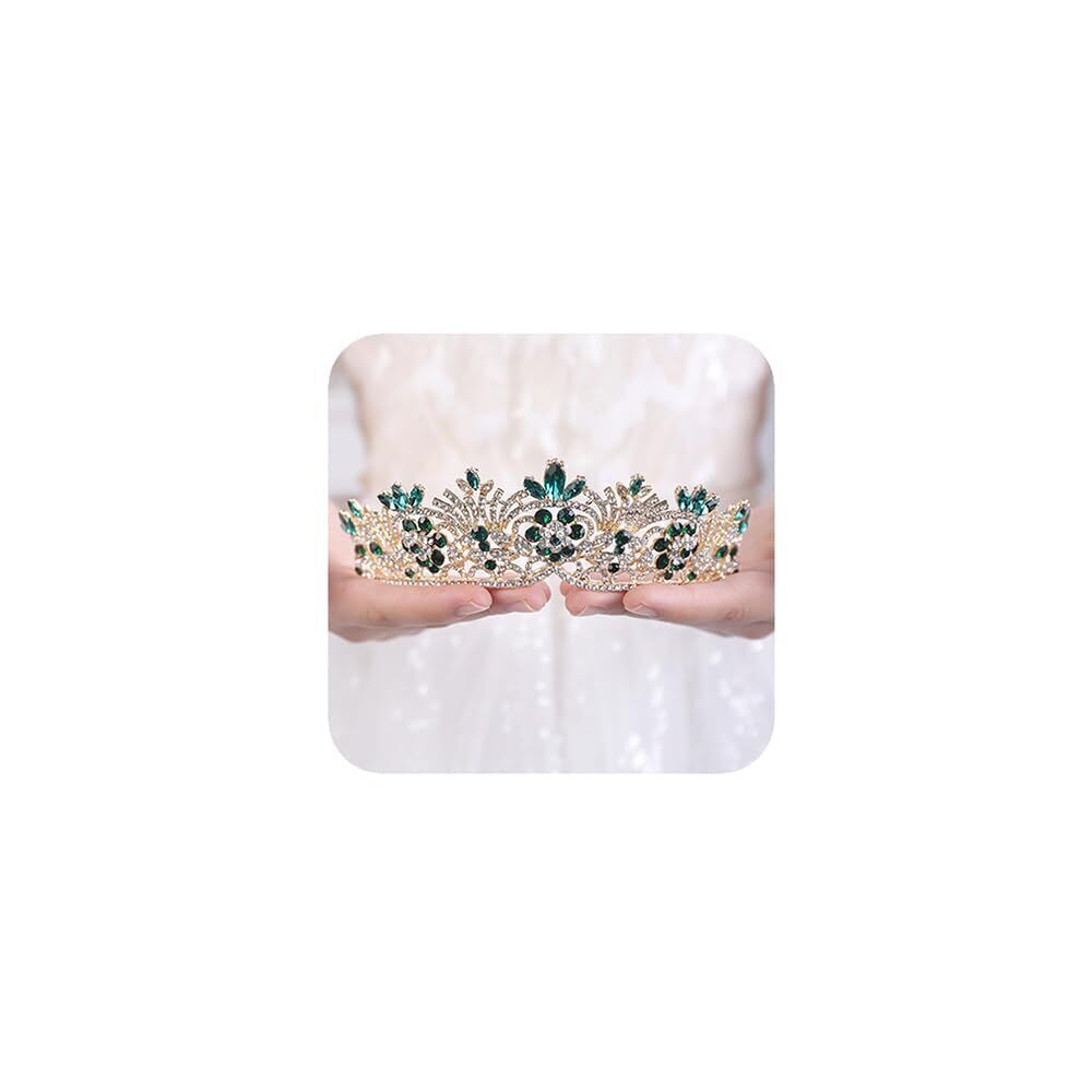9212 Crystal Princess Tiara Halloween Costume Grad Crown Green